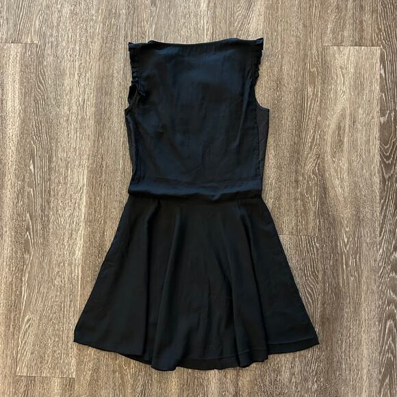 EUC E-Land Black White Embroidered Layered Skirt Dress Sz Small Fit & Flare Boho - Picture 6 of 13